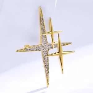 Elegant Star Gold Plated Cubic Zirconia Brooch Pin Perfect Gift for Mom